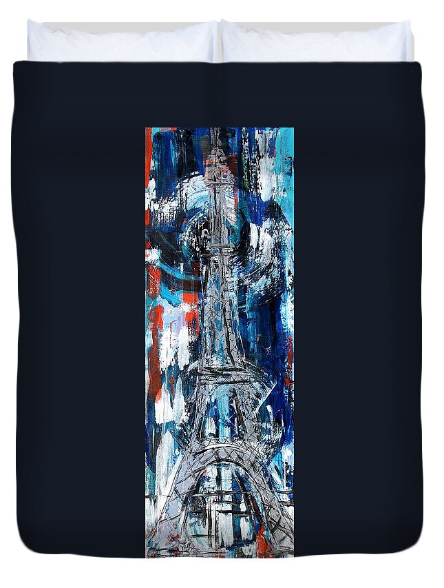Eiffel Duvet Cover featuring the painting Tower Eiffel by J Vincent Scarpace