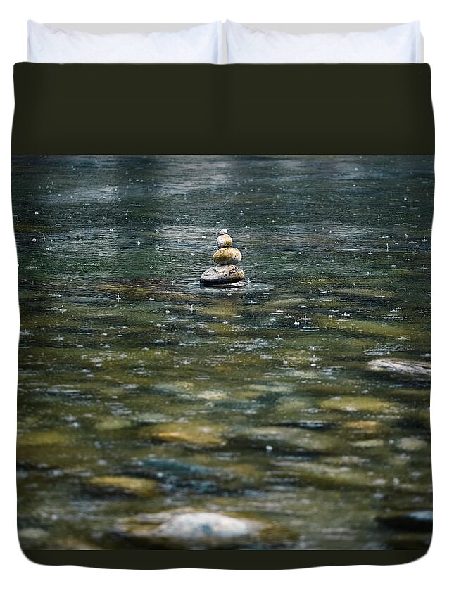 Stone Duvet Cover featuring the photograph Tower Of Stones by Joana Kruse