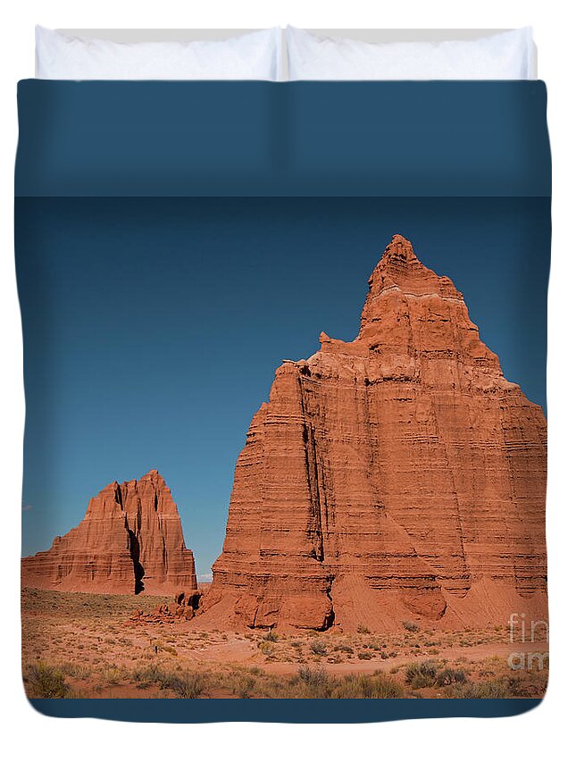 Capital Reef National Park Duvet Cover featuring the photograph Tower of the sun and moon by Cindy Murphy - NightVisions