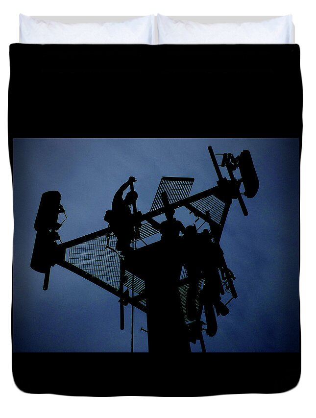 Tower Duvet Cover featuring the photograph Tower Top by Bob Geary