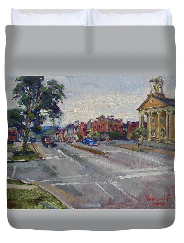 Town Duvet Cover featuring the painting Town of Canandaigua NY by Ylli Haruni