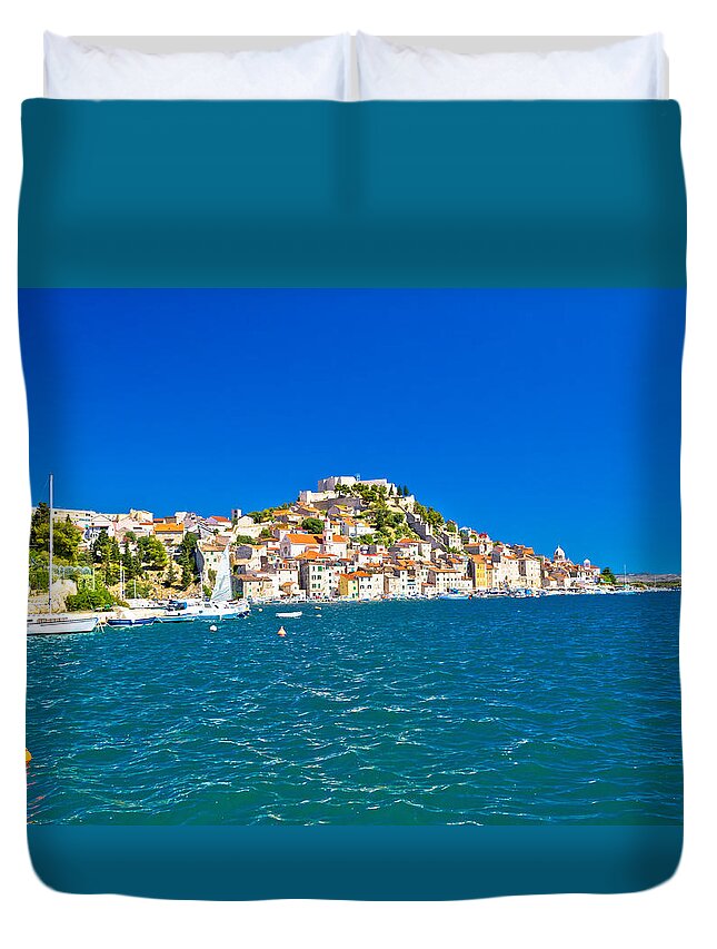Unesco Duvet Cover featuring the photograph Town of Sibenik historic architecture by Brch Photography