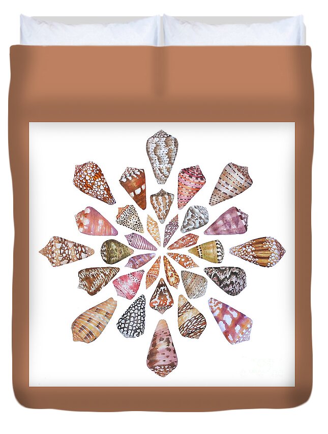 Cone Shells Duvet Cover featuring the painting Toxic Tango III Cone Shells by Lucy Arnold