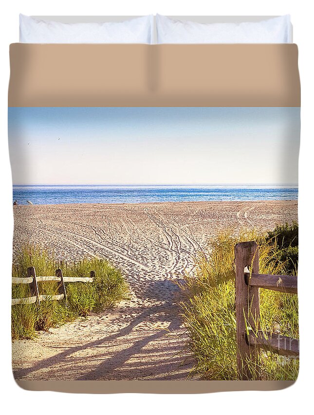 Beach Duvet Cover featuring the photograph Tracks in the Sand - Cape May by Colleen Kammerer