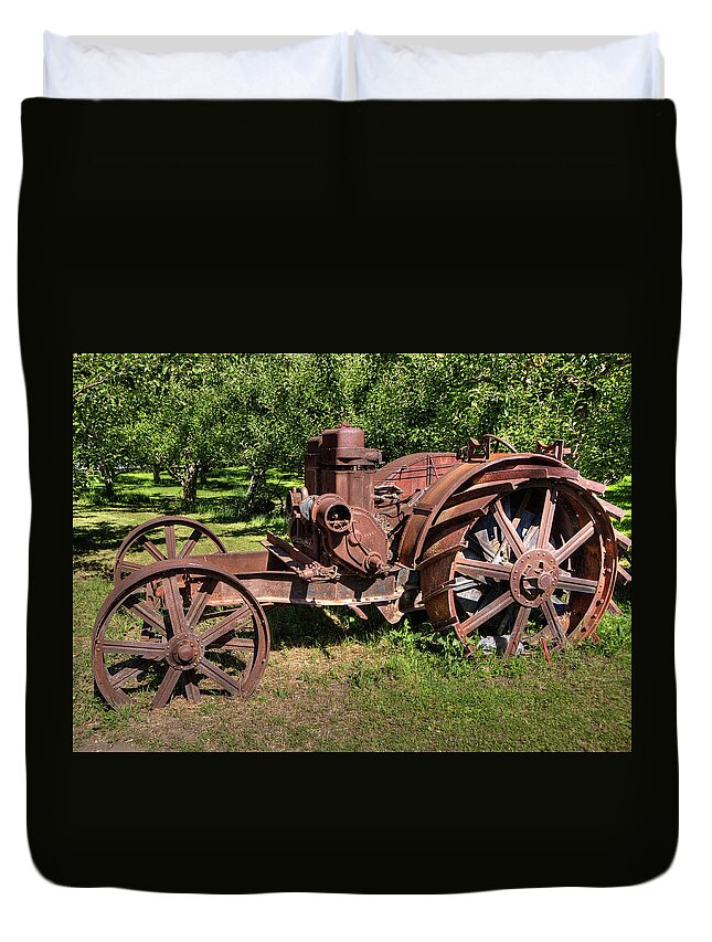 Vintage Tractor Duvet Cover featuring the photograph Tractor 3 by Doug Matthews