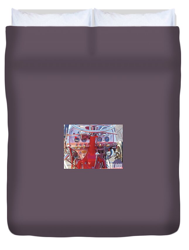 Tractor Duvet Cover featuring the digital art Tractor by Super Lovely