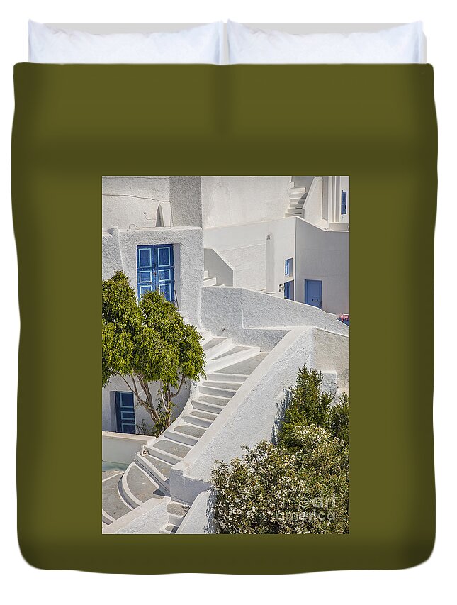 Door Duvet Cover featuring the photograph Traditional Santorini by Sophie McAulay