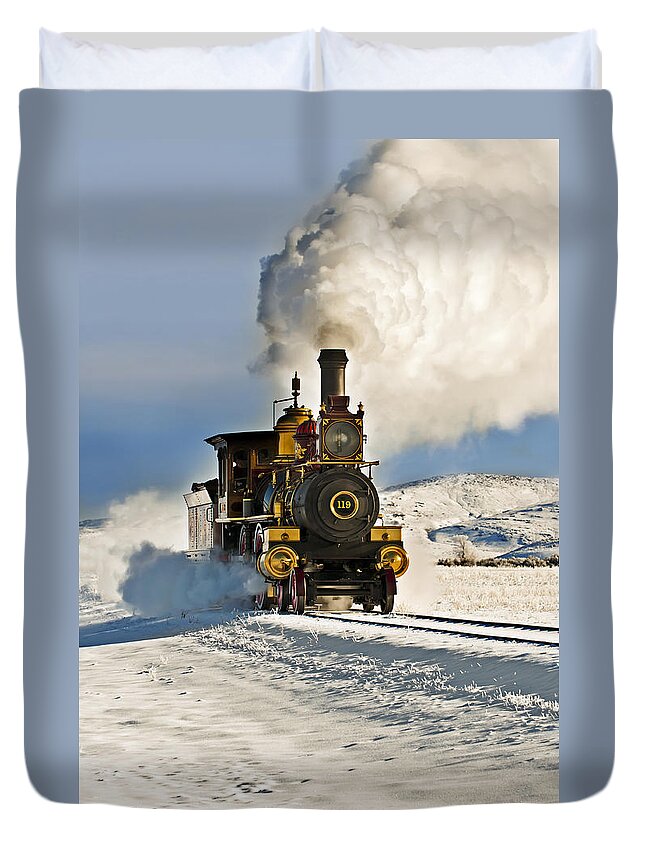 Train Duvet Cover featuring the photograph Train in Winter by Scott Read