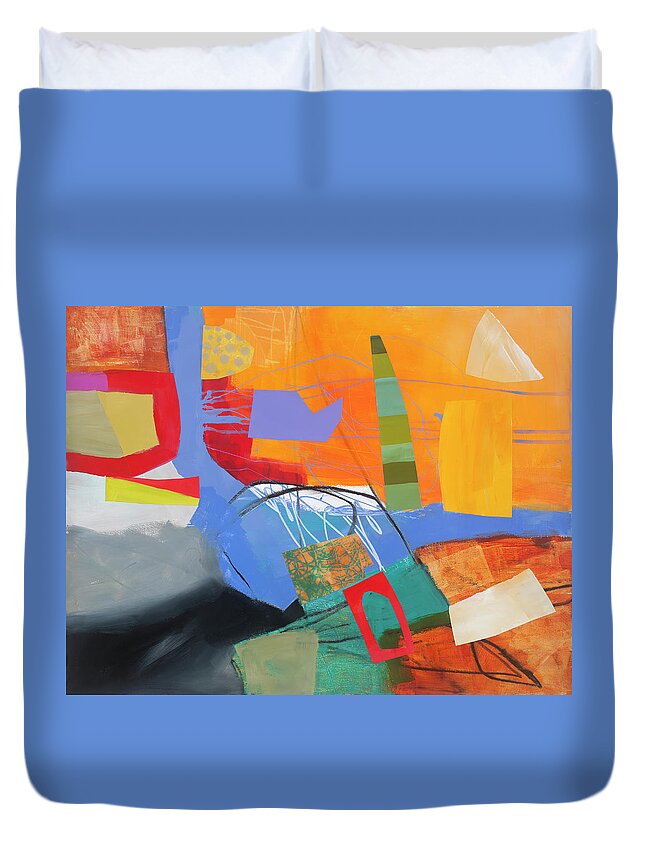 Jane Davies Duvet Cover featuring the painting Train Wreck#3 by Jane Davies