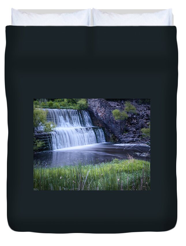 Nature Duvet Cover featuring the photograph Tranquil Falls by Steve Marler