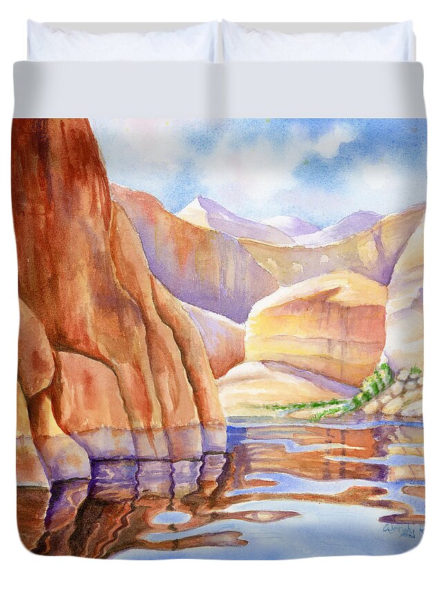 Water Duvet Cover featuring the painting Tranquil Waters by Wendy Keeney-Kennicutt