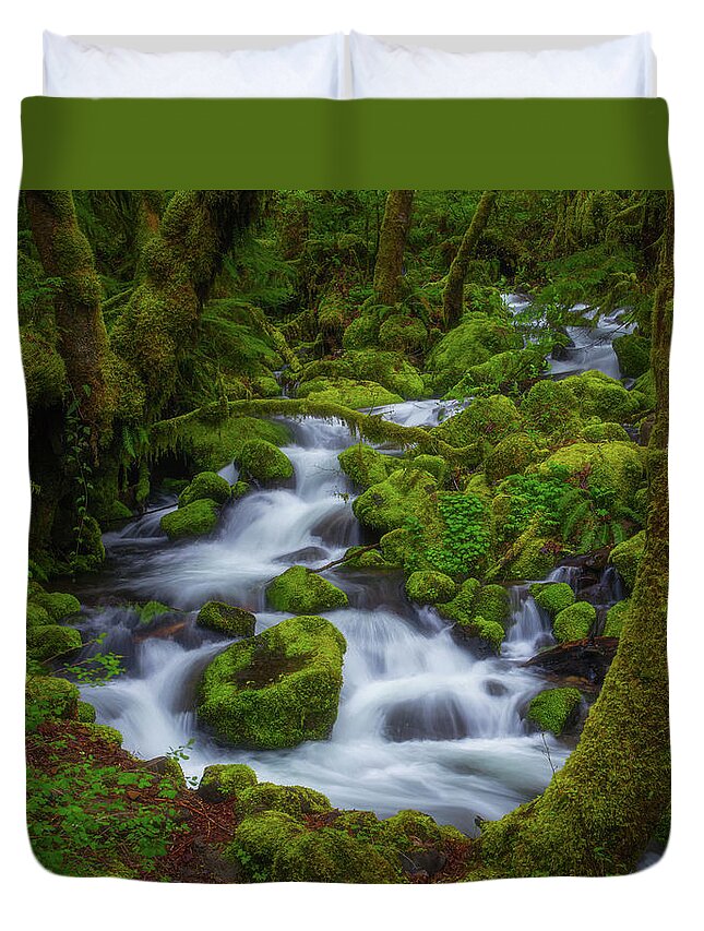 Mossy Duvet Cover featuring the photograph Tranquility Creek by Darren White