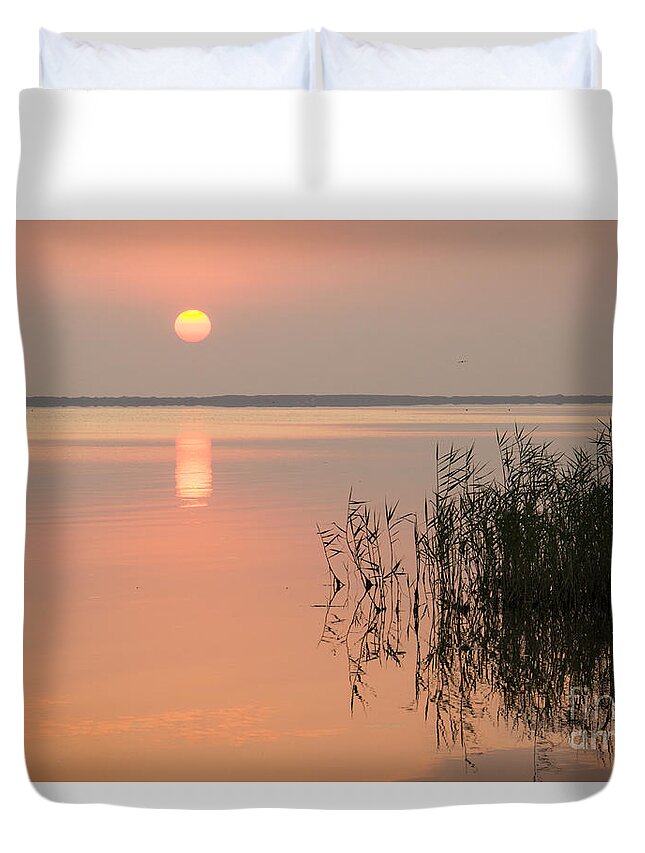 Sunset Duvet Cover featuring the photograph Tranquility by Inge Riis McDonald