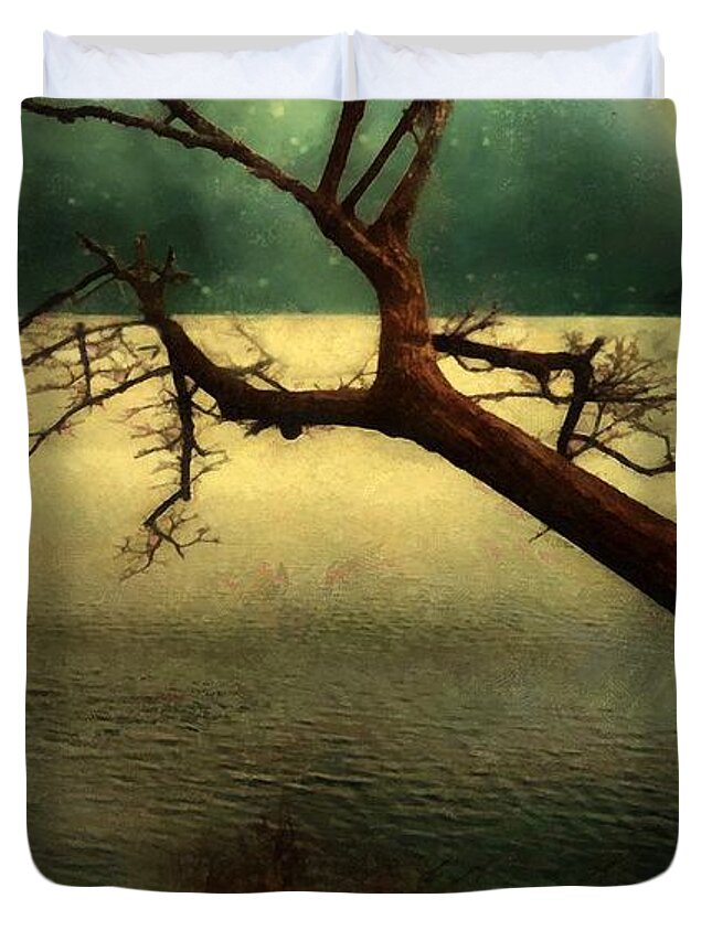 Landscape Duvet Cover featuring the painting Tranquillity Bay by RC DeWinter