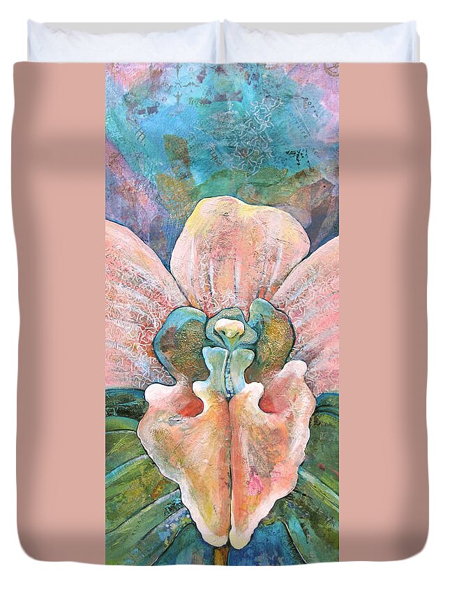 Orchid Duvet Cover featuring the painting Transcendence by Shadia Derbyshire
