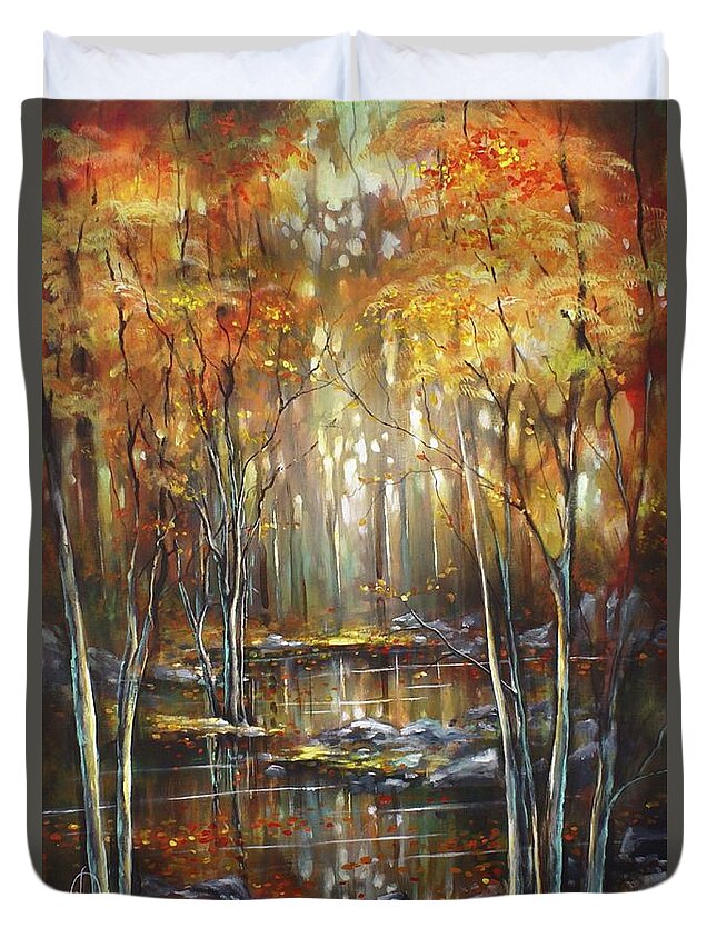 Landscape Duvet Cover featuring the painting Transitions by Michael Lang