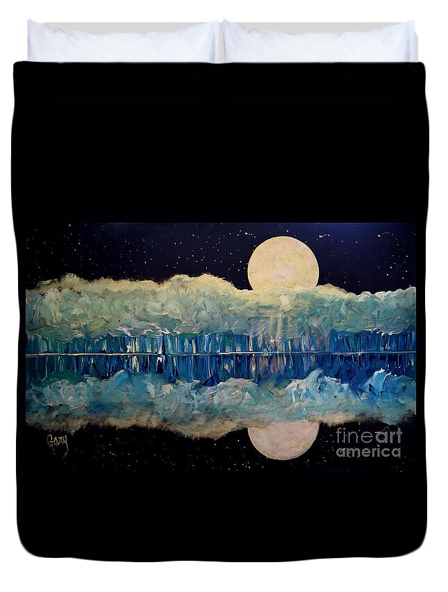 Moon Duvet Cover featuring the painting Translucent Forest by Gary Smith