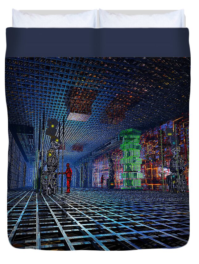 Spaceship Duvet Cover featuring the photograph Transmission Deck by Mark Blauhoefer