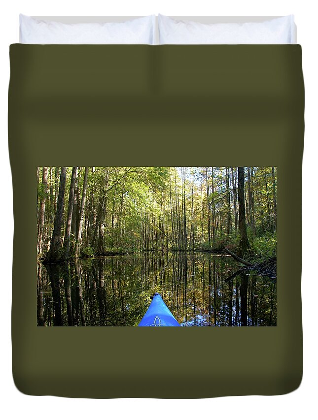 Fall Duvet Cover featuring the photograph Trap Pond Cypress #04299 by Raymond Magnani