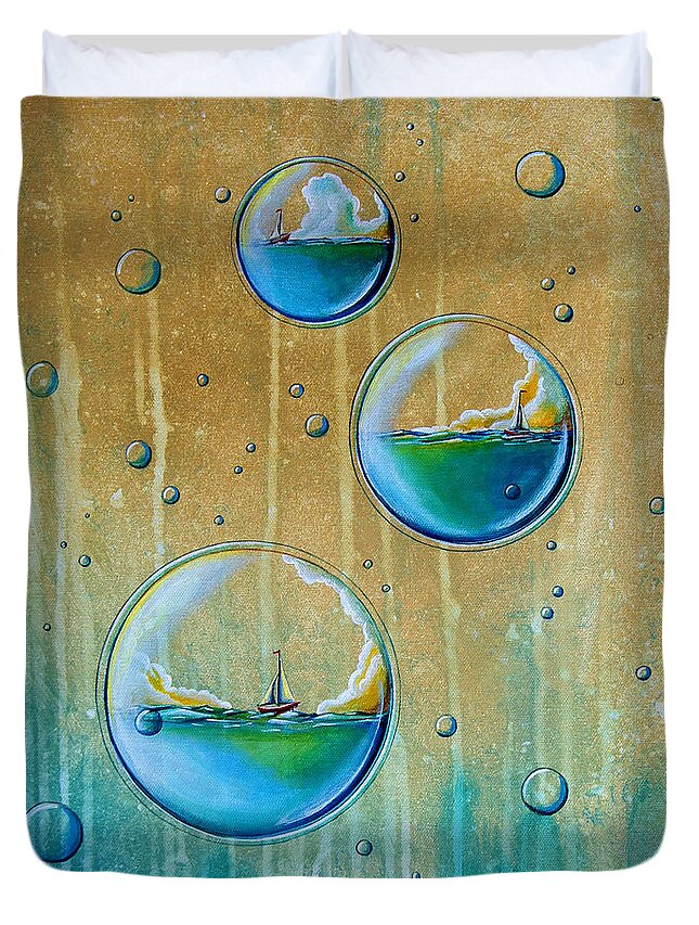 Sailing Duvet Cover featuring the painting Traveling In Circles by Cindy Thornton