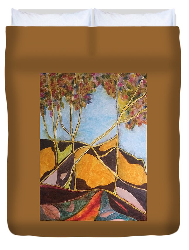 Trees Duvet Cover featuring the drawing Traveling Without A Camera Tangle Of Trees by Dennis Ellman