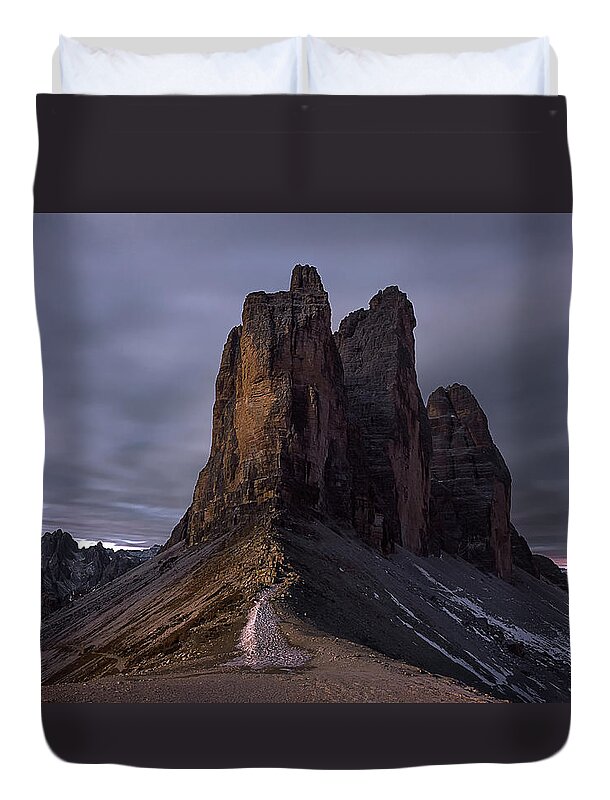Dolomites Duvet Cover featuring the photograph Tre Cime di Lavaredo by Elias Pentikis