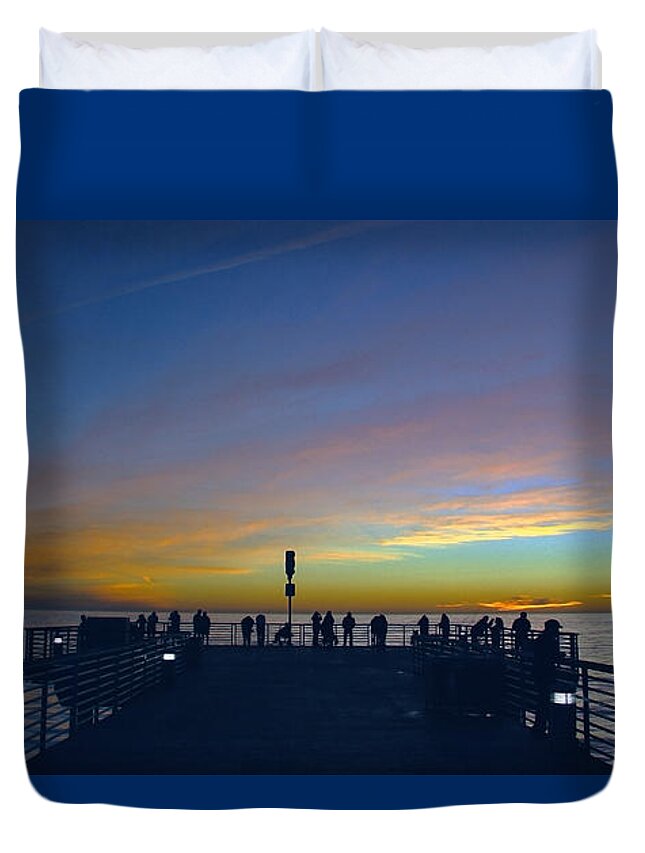 Sea Duvet Cover featuring the photograph Treasure Coast Florida Sunrise Seascape Pier B6 by Ricardos Creations