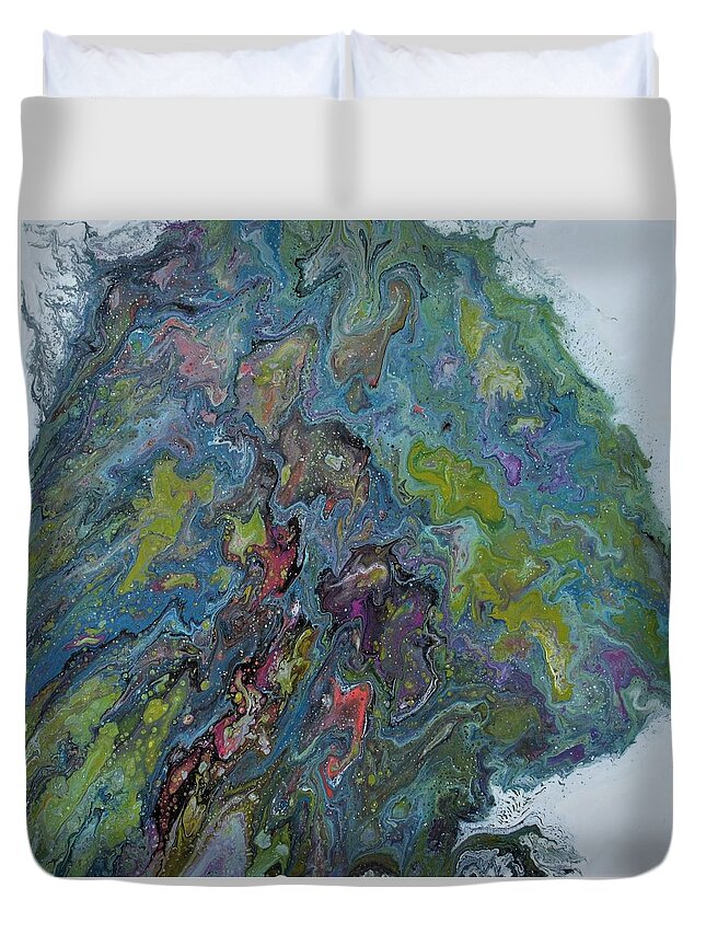 Abstract Duvet Cover featuring the painting Treasure by Sandy Dusek