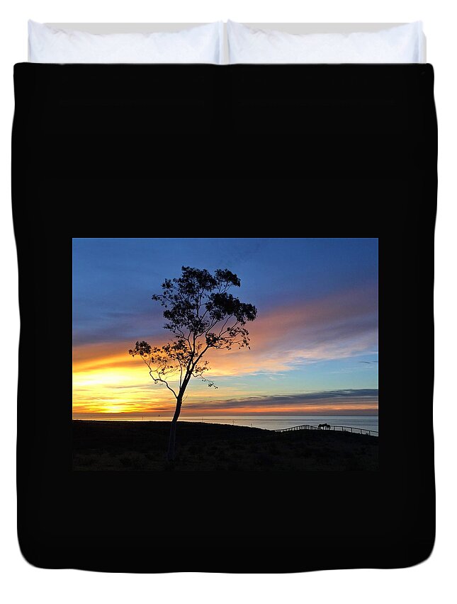 Tranquil Duvet Cover featuring the photograph Tree and Two Horses by JoJo Brown