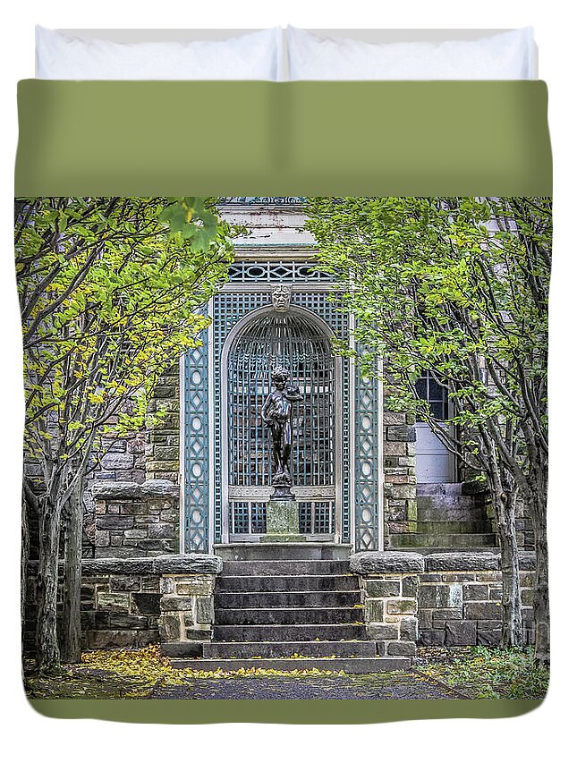 Garden Duvet Cover featuring the photograph Tree Lined Formal Garden by Colleen Kammerer