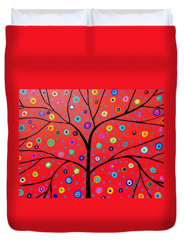 Bar Duvet Cover featuring the painting Tree Of Life Painting by Pristine Cartera Turkus