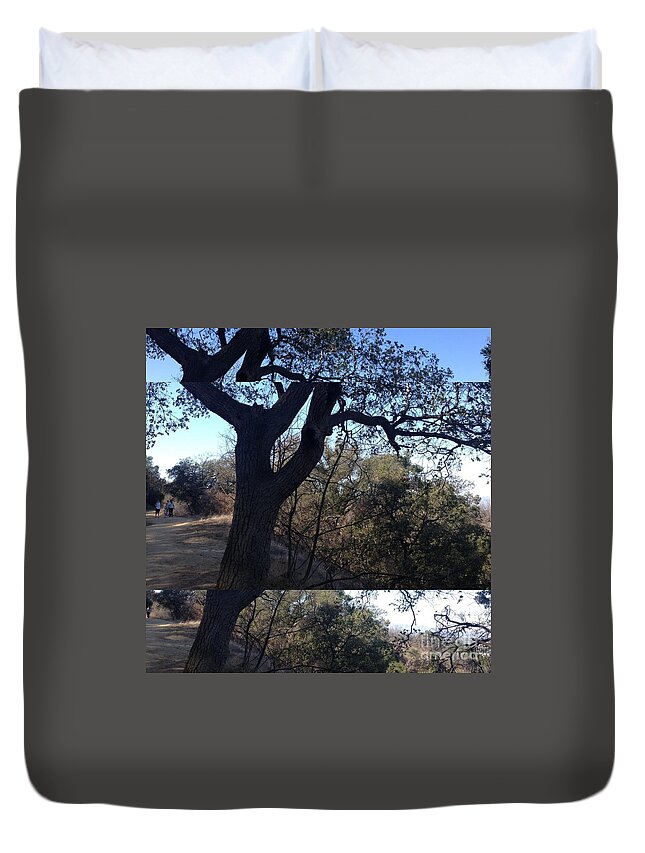 Tree Duvet Cover featuring the photograph Tree Silhouette Collage by Nora Boghossian