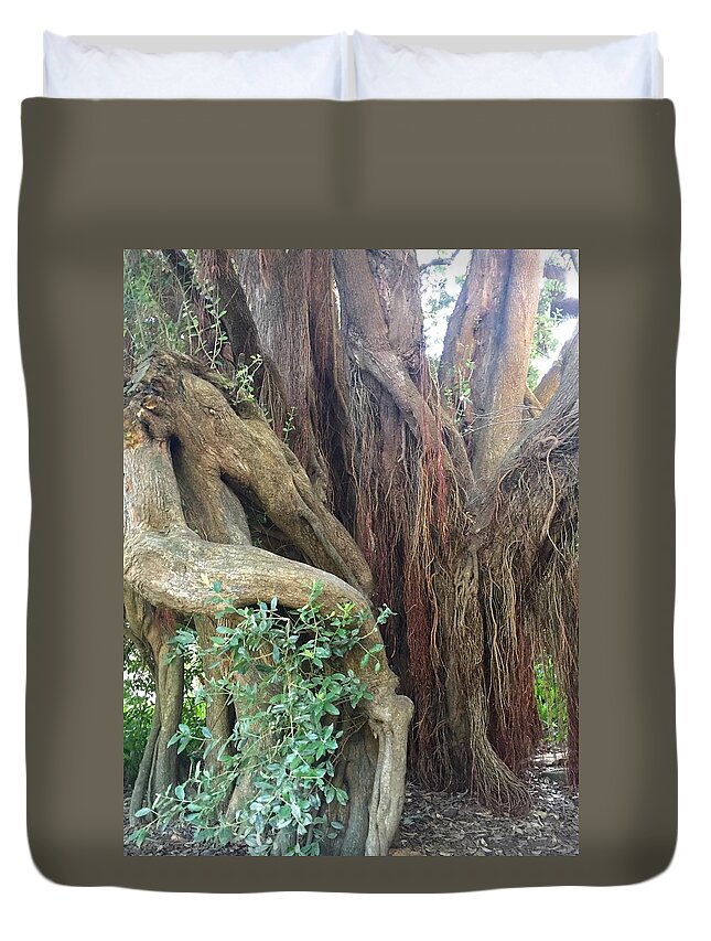 Tree Duvet Cover featuring the mixed media Tree time by Lauren Serene