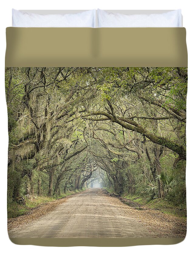 Tree Duvet Cover featuring the photograph Tree Tunnel by Denise Bush