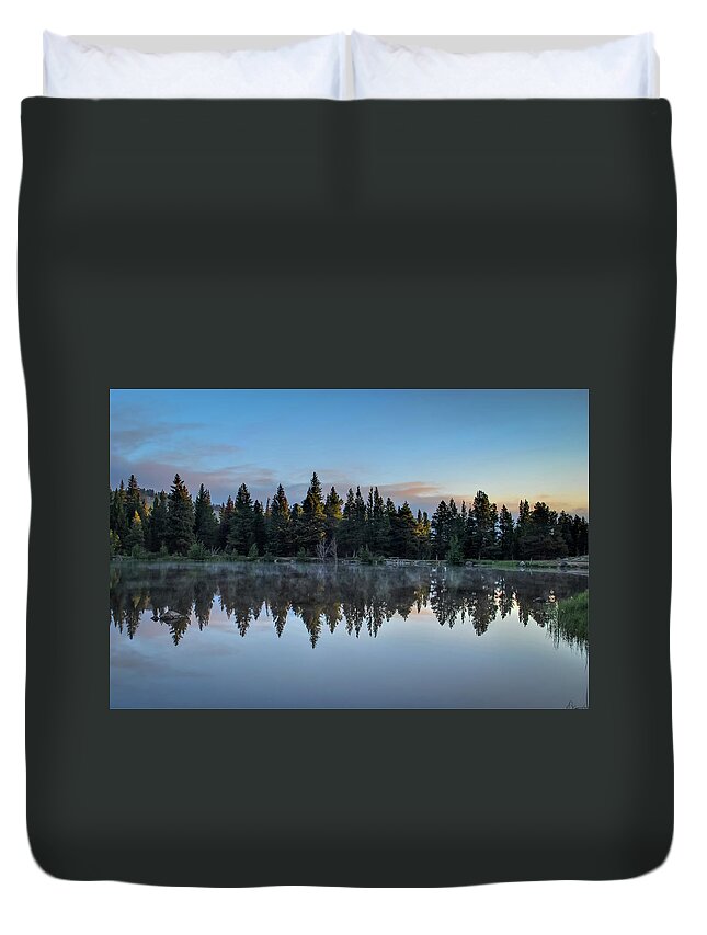 Colorado Duvet Cover featuring the photograph Smoke on the Water - Rocky Mountain National Park by Gregory Ballos