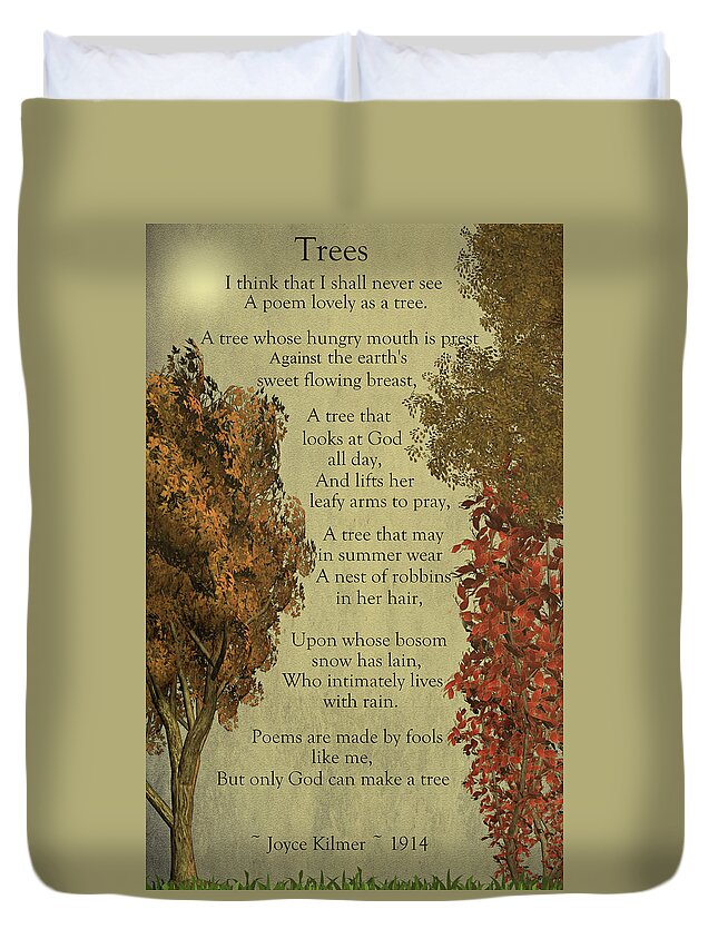 Trees Duvet Cover featuring the mixed media Trees by David Dehner