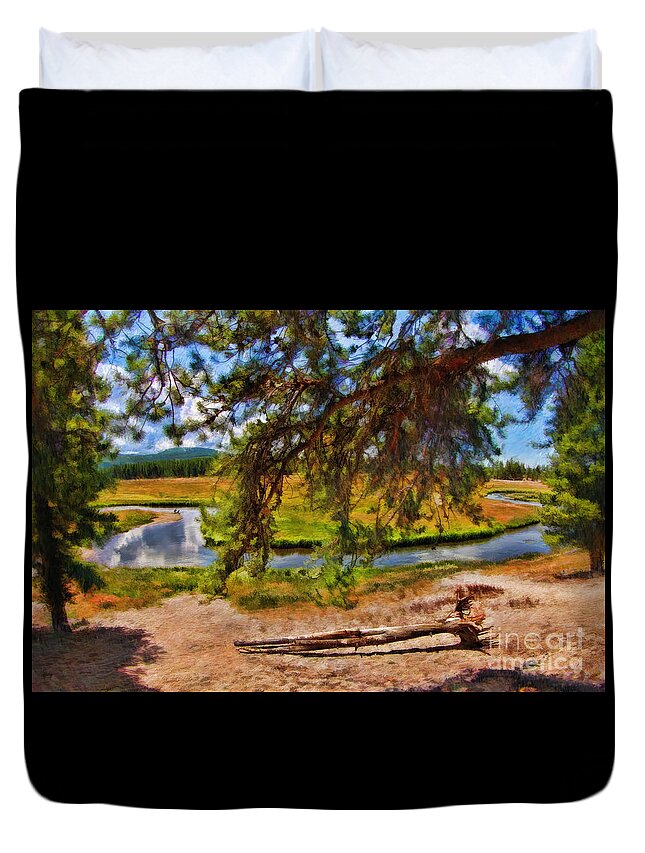  Duvet Cover featuring the photograph Tree's In front of River by Blake Richards