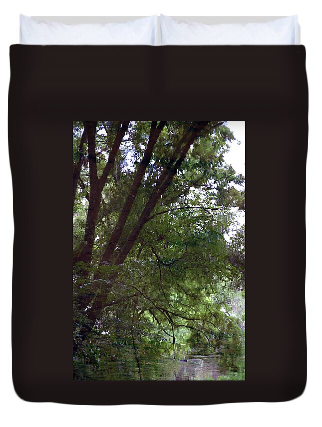 Trees Duvet Cover featuring the photograph Trees Reflected in a Woodland Stream 2867 H_2 by Steven Ward
