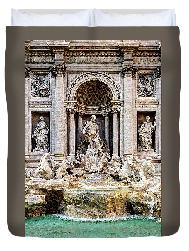 Fontana Di Trevi Duvet Cover featuring the photograph Trevi FOuntain by Weston Westmoreland