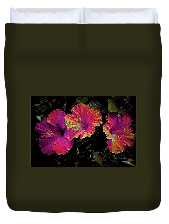 Hibiscus Duvet Cover featuring the photograph Tri Umphant by DigiArt Diaries by Vicky B Fuller