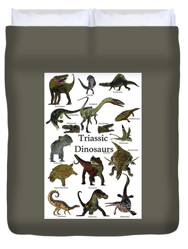 Triassic Duvet Cover featuring the digital art Triassic Dinosaurs by Corey Ford