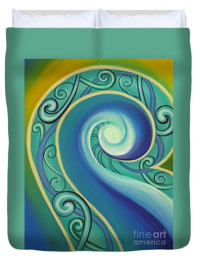 Reina Cottier Duvet Cover featuring the painting Tribal Ocean by Reina Cottier