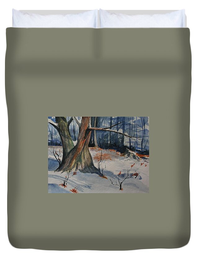 Snow Duvet Cover featuring the painting Tribute to John Pike by Julie Lueders 