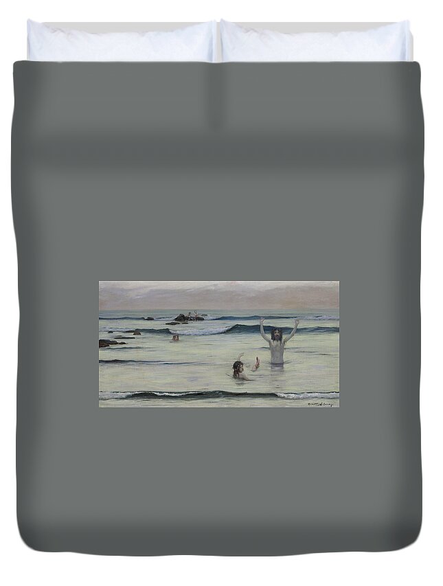 20th Century Painters Duvet Cover featuring the painting Tritons by Rupert Bunny