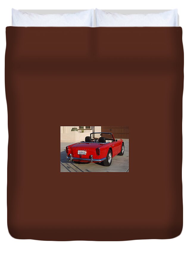 Triumph Tr4 Duvet Cover featuring the photograph Triumph TR4 by Jackie Russo