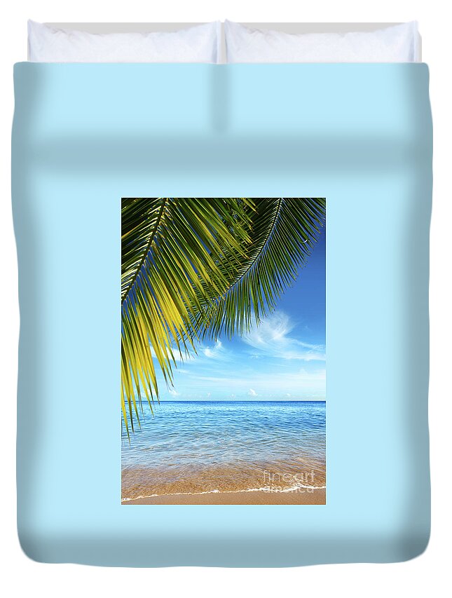 Bay Duvet Cover featuring the photograph Tropical Beach by Carlos Caetano