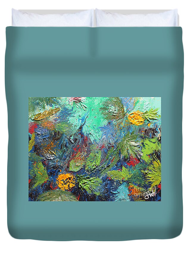 Beach Duvet Cover featuring the painting Tropical Noise by Jerome Wilson