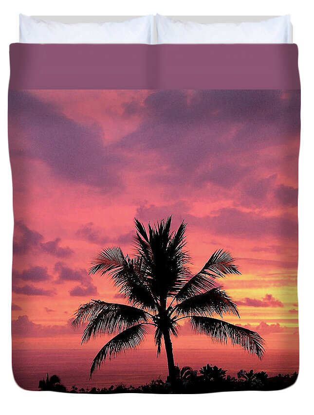 Sunsets Duvet Cover featuring the photograph Tropical Sunset by Karen Nicholson