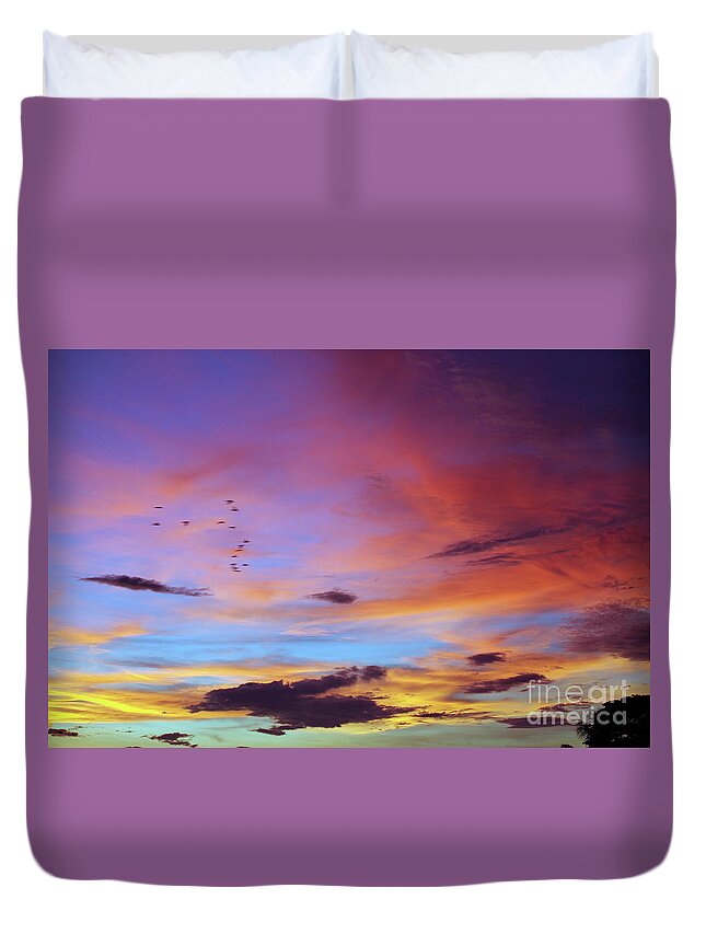 Inspiring Duvet Cover featuring the photograph Tropical North Queensland Sunset Splendor by Kerryn Madsen-Pietsch