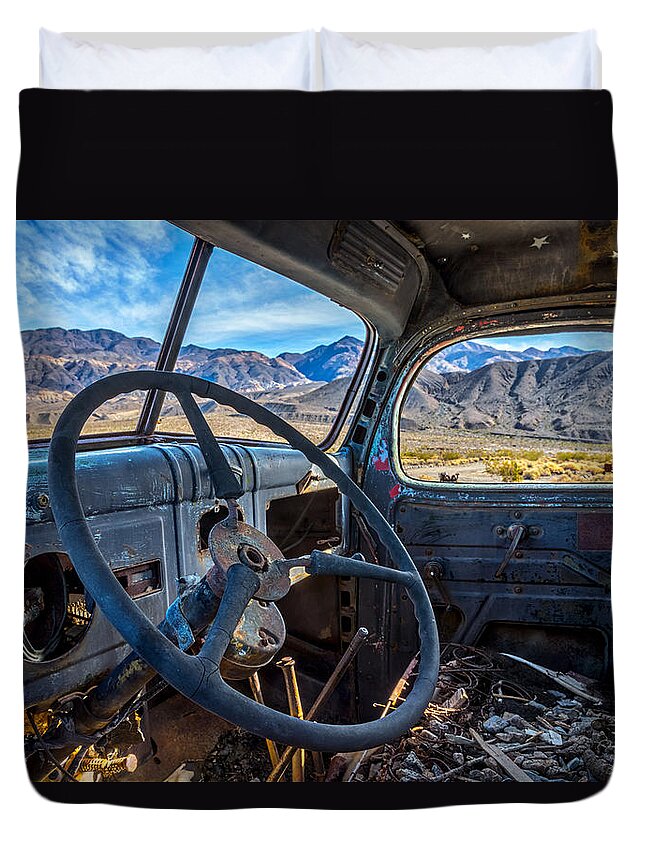 Antique Truck Duvet Cover featuring the photograph Truck Desert View by Peter Tellone